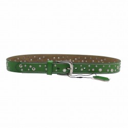 Leather belt with rivets,...