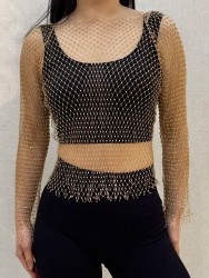 Top Filet Strass Femme...