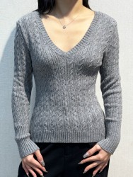 Pull Tressé Col V Femme