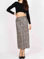 Long Printed Satin Skirt, Lola